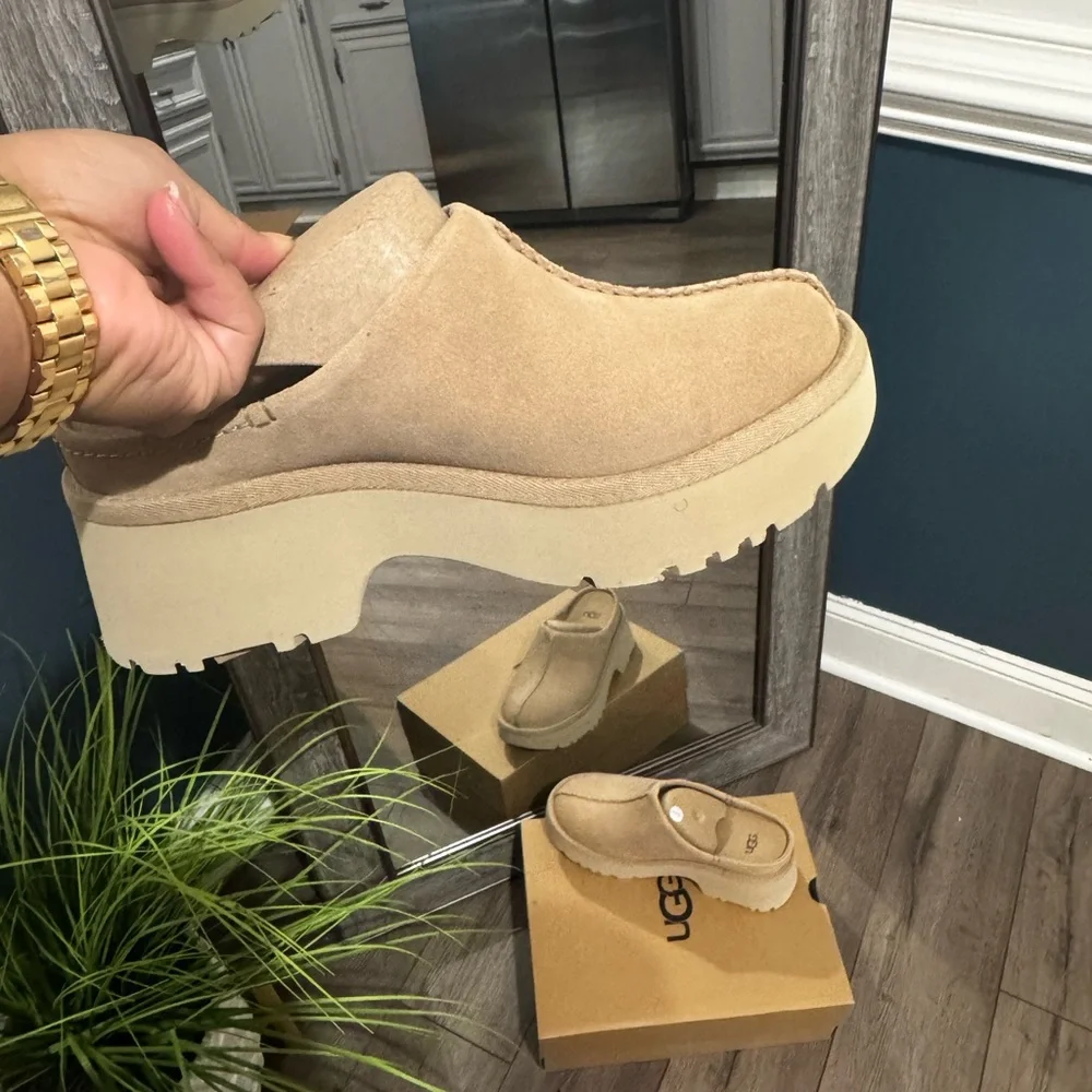 UGG Beige Suede Women's Clogs - Picture 5 of 11